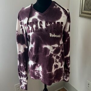 Colosseum Texas‎ State Bobcats tie dye burgundy white hoodie sweatshirt Sz S